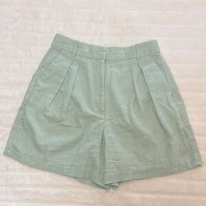 Abercrombie & Fitch mint green linen blend high rise tailored trouser shorts, S